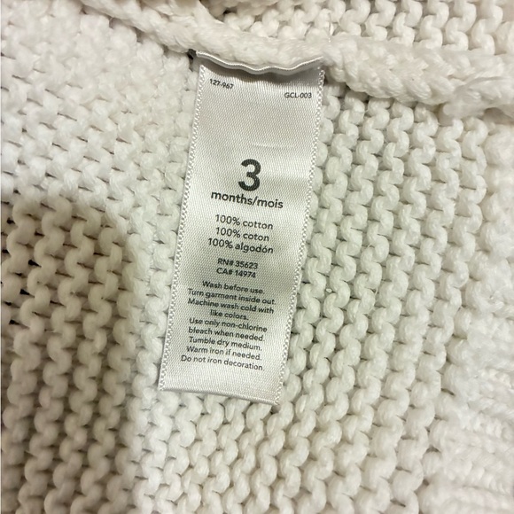 Carter White Knit Cardigan Brown Buttons 3m girl,cotton,boho,white,Easter,spring - Picture 7 of 7